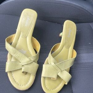 Green Leather Women's Sandals